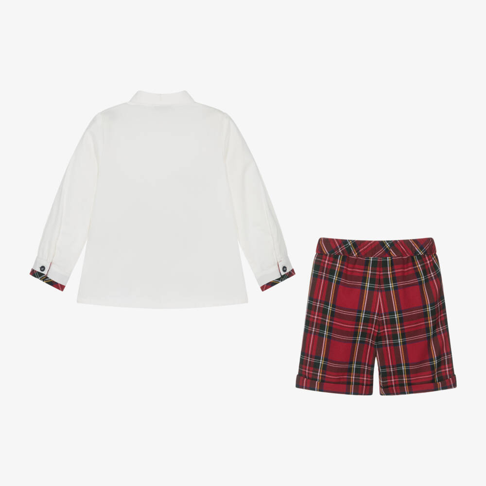 Piccola Speranza-Boys Tartan Red Shorts Ensemble | Childrensalon Outlet