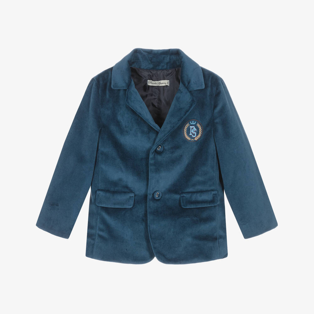 Piccola Speranza-Бархатный синий пиджак для мальчиков | Childrensalon Outlet