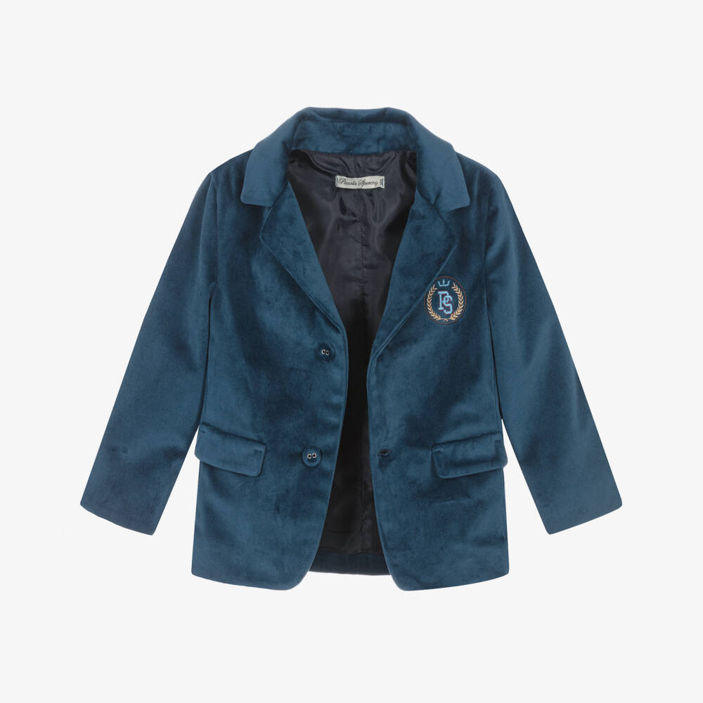 Piccola Speranza-Бархатный синий пиджак для мальчиков | Childrensalon Outlet
