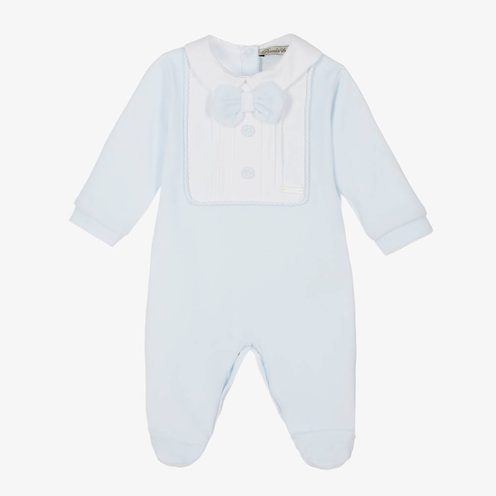Piccola Speranza-بيبي غرو قطن مخمل لون أزرق فاتح للأولاد | Childrensalon Outlet