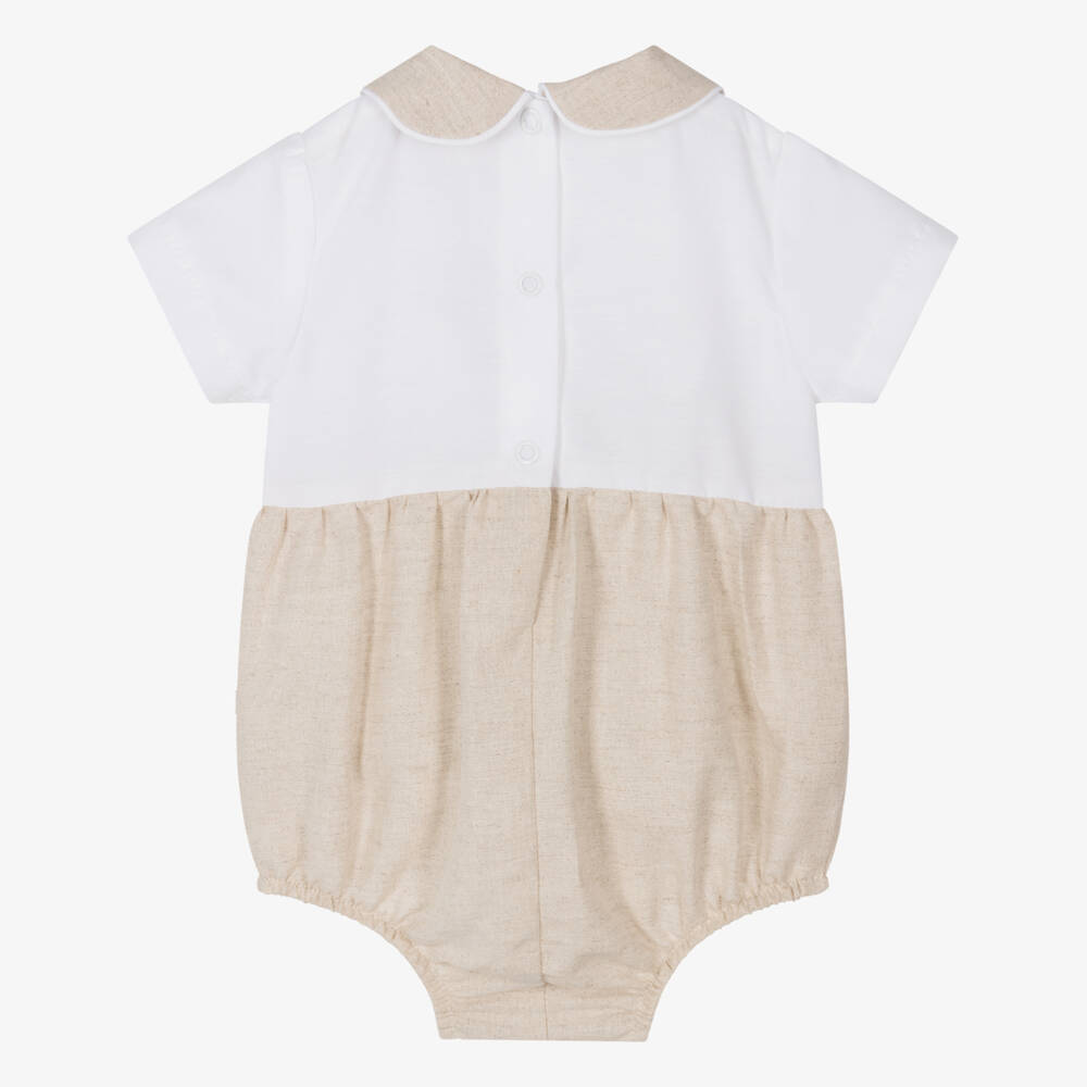 Piccola Speranza-جمبسوت أبيض وبيج للأولاد بتصميم طيات أنيقة | Childrensalon Outlet