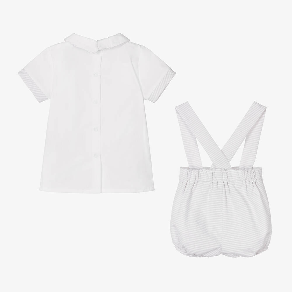 Piccola Speranza-Белый топ и бежевые шорты в полоску для мальчиков | Childrensalon Outlet