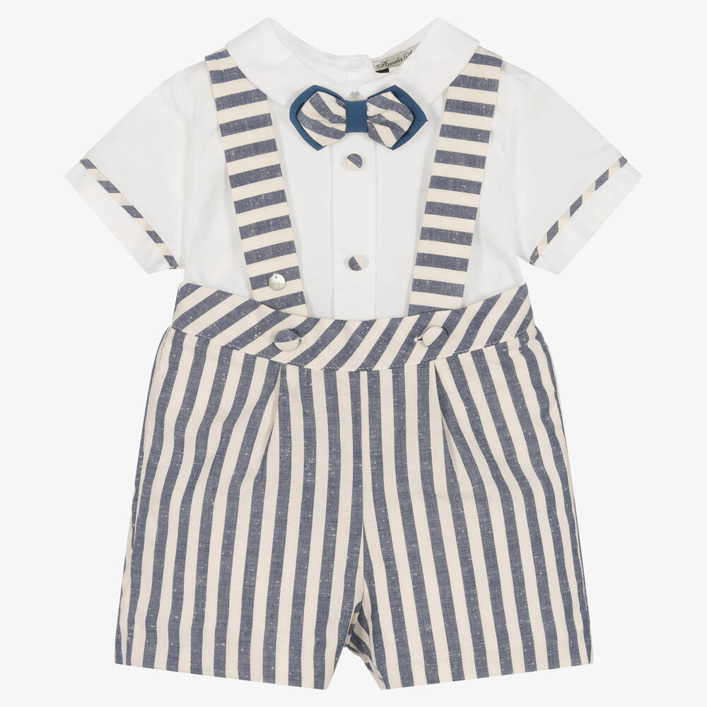 Piccola Speranza - Top & Streifen-Shorts Set weiß/blau | Childrensalon