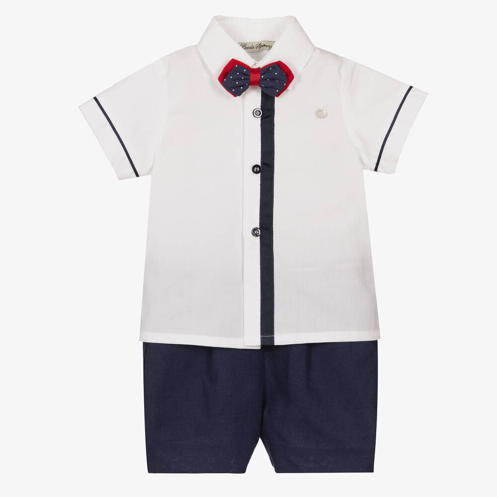 Piccola Speranza - Белая рубашка и синие шорты | Childrensalon