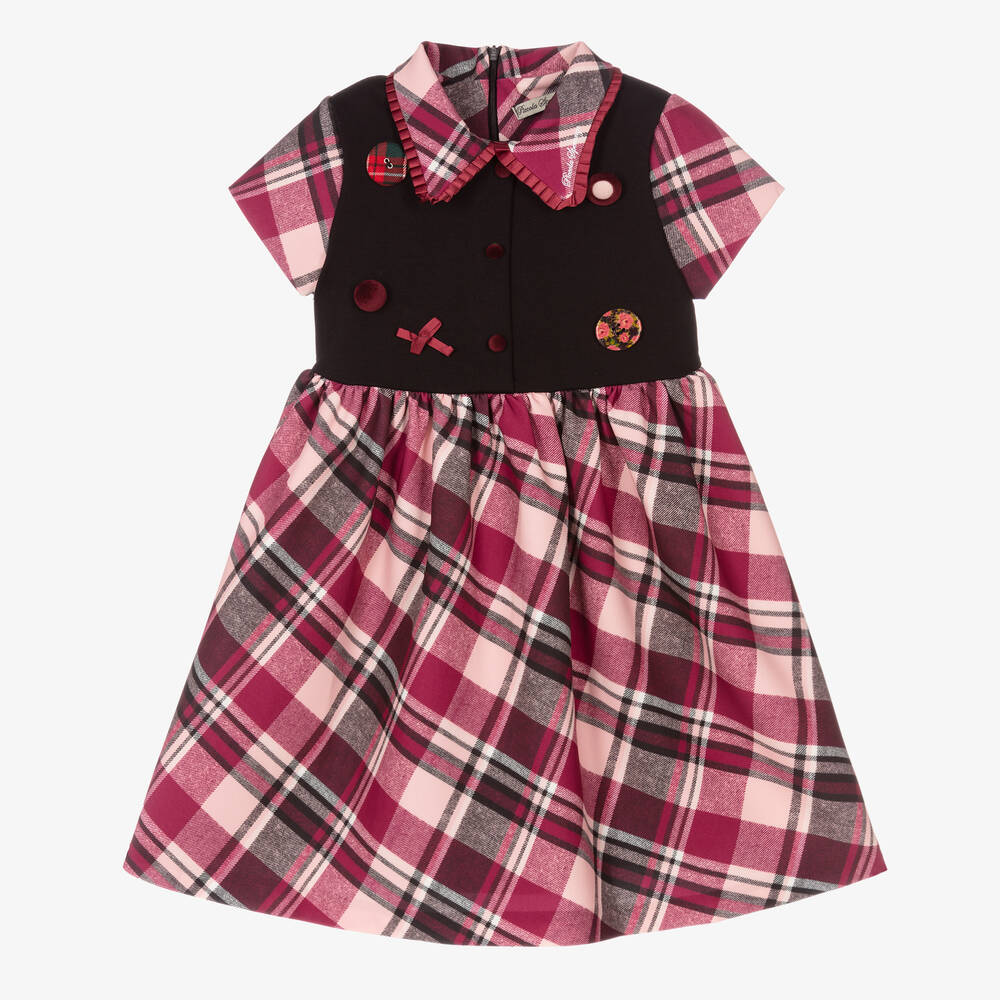 Piccola Speranza - Бордовое платье в шотландскую клетку | Childrensalon