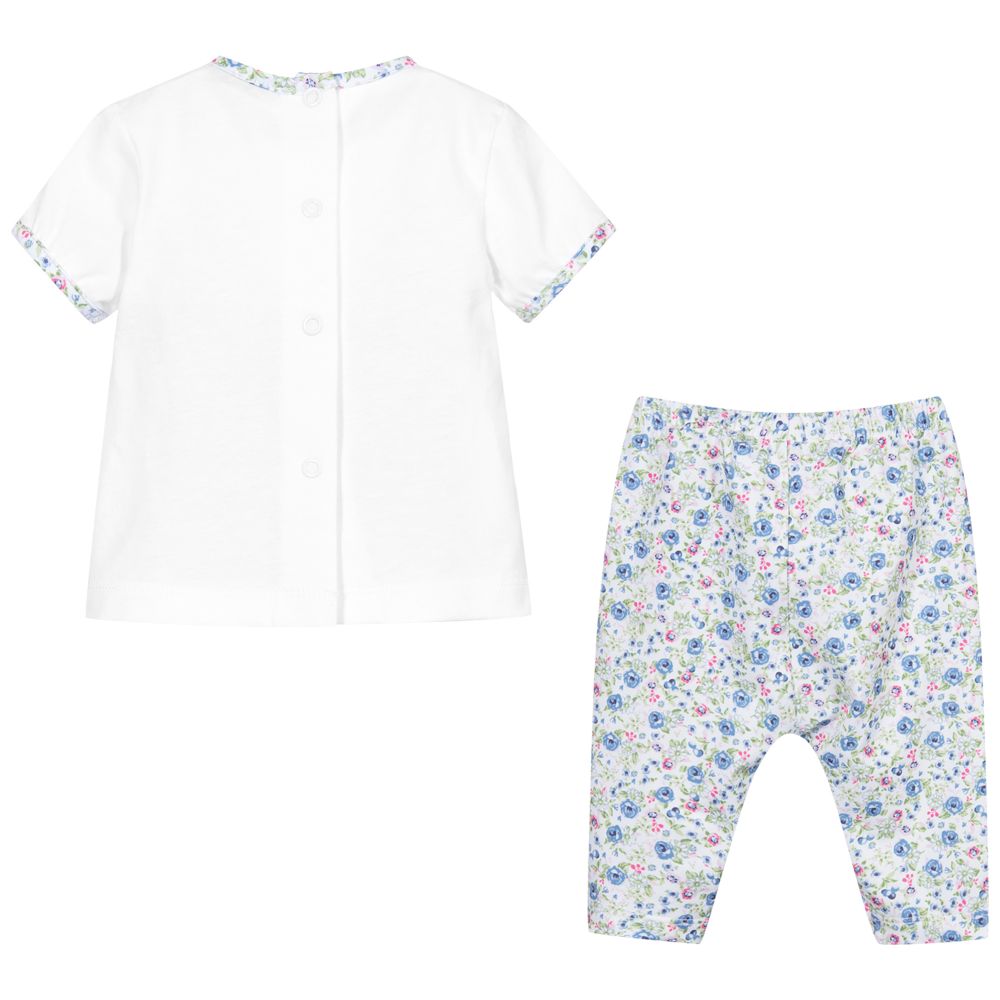 Piccola Speranza-طقم ليغنغز وتيشيرت قطن لون أزرق وأبيض | Childrensalon Outlet