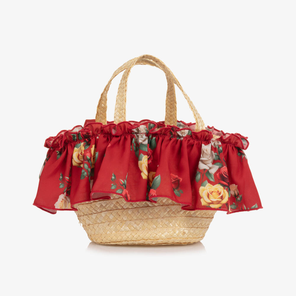Piccola Speranza-Girls Beige Straw Bucket Tote | Childrensalon Outlet
