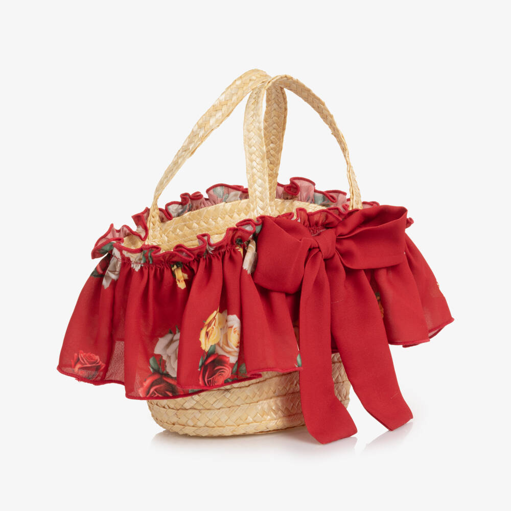 Piccola Speranza-Girls Beige Straw Bucket Tote | Childrensalon Outlet