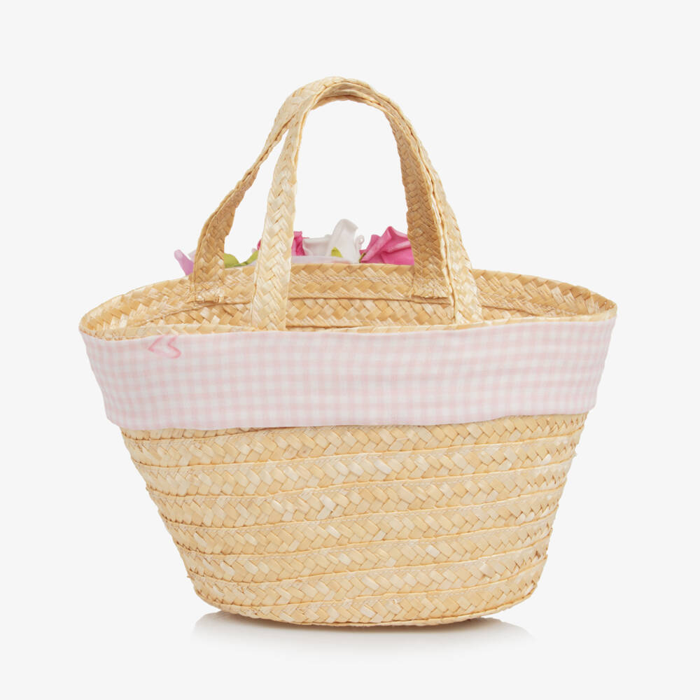 Piccola Speranza-Girls Beige Woven Straw Tote | Childrensalon Outlet