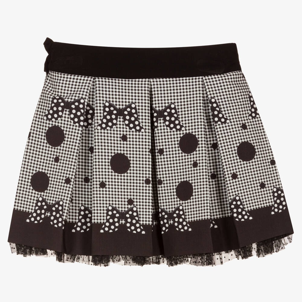 Piccola Speranza-Girls Black Check & Spot Skirt | Childrensalon Outlet