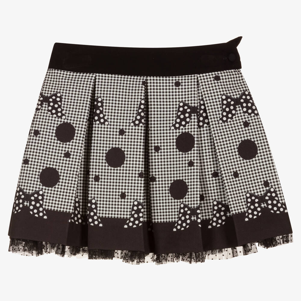 Piccola Speranza-Черная юбка в клетку и горох для девочек | Childrensalon Outlet