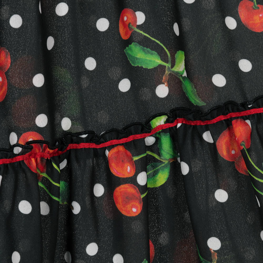 Piccola Speranza-Girls Black Cherry Tiered Dress | Childrensalon Outlet