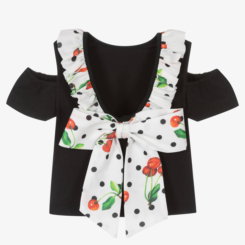 Piccola Speranza-توب قطن جيرسي لون أسود للبنات | Childrensalon Outlet