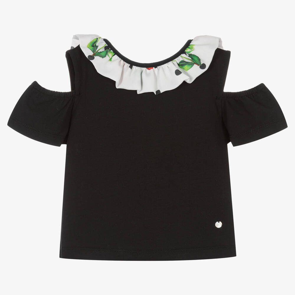 Piccola Speranza - Haut noir en coton fille | Childrensalon