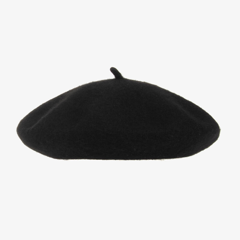 Piccola Speranza-Girls Black Felted Wool Beret | Childrensalon Outlet