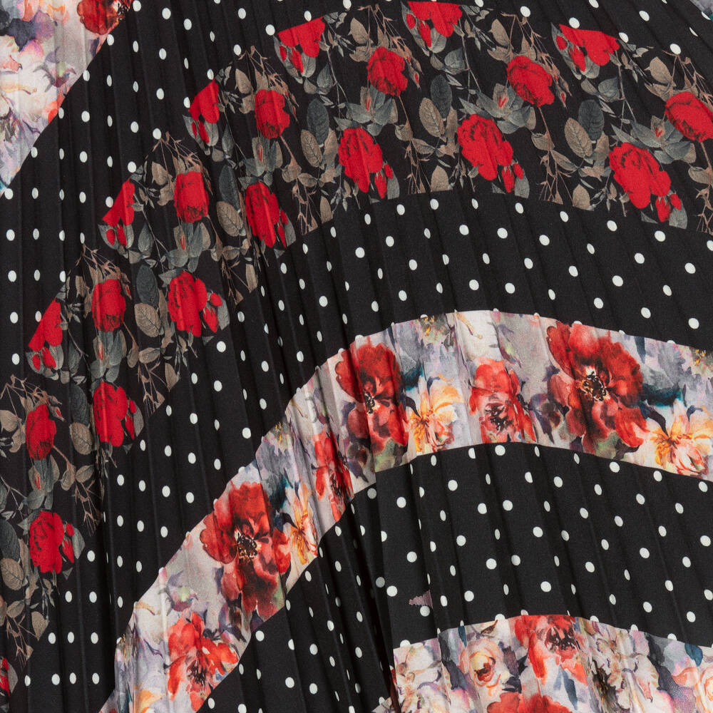 Piccola Speranza-Girls Black Floral & Polka Dot Skirt | Childrensalon Outlet