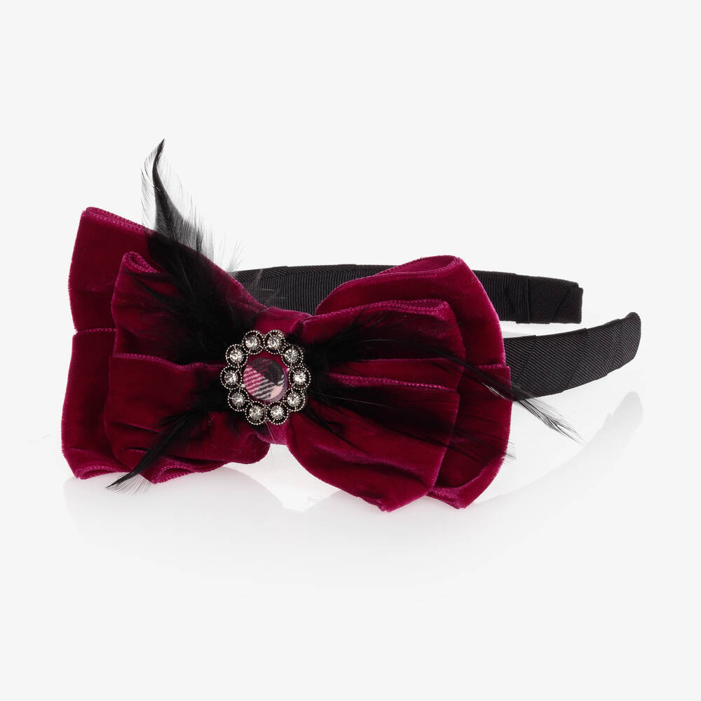 Piccola Speranza-Girls Black & Pink Hairband | Childrensalon Outlet