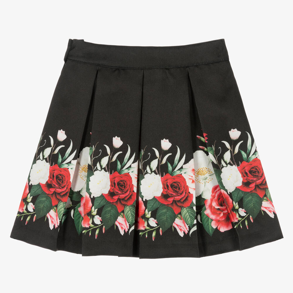 Piccola Speranza-Черная юбка с красными розами для девочек | Childrensalon Outlet