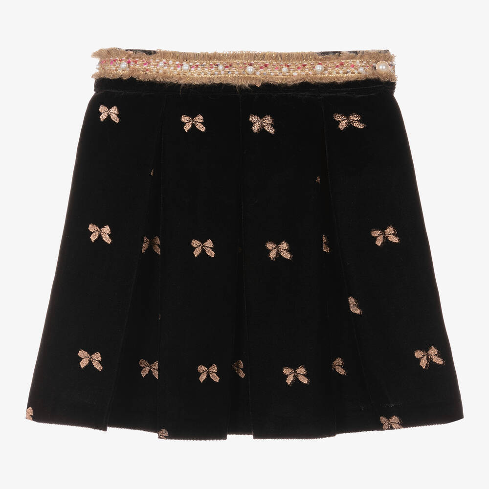 Piccola Speranza - Черная бархатная юбка с бантиками | Childrensalon