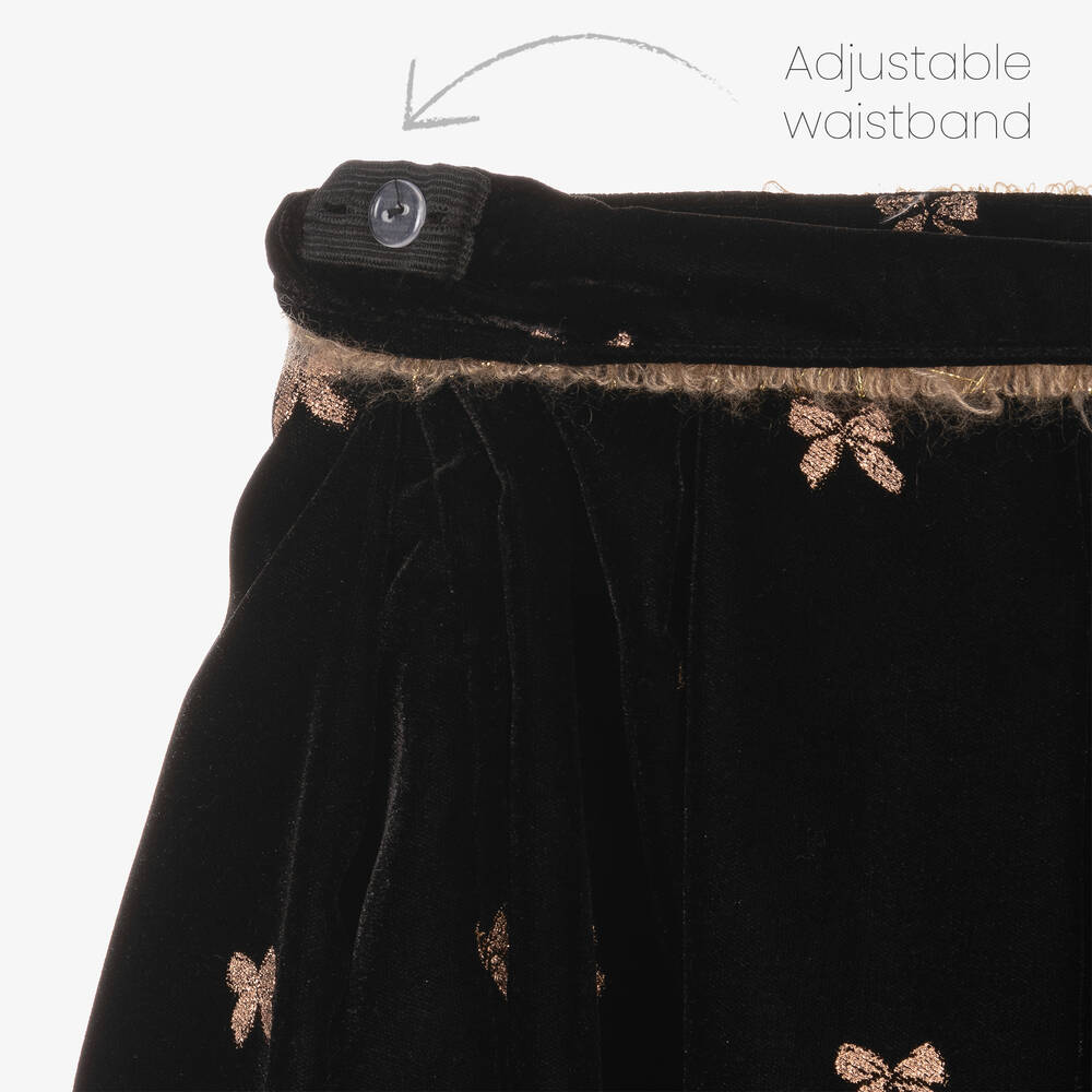 Piccola Speranza-Girls Black Velvet Bow Skirt | Childrensalon Outlet