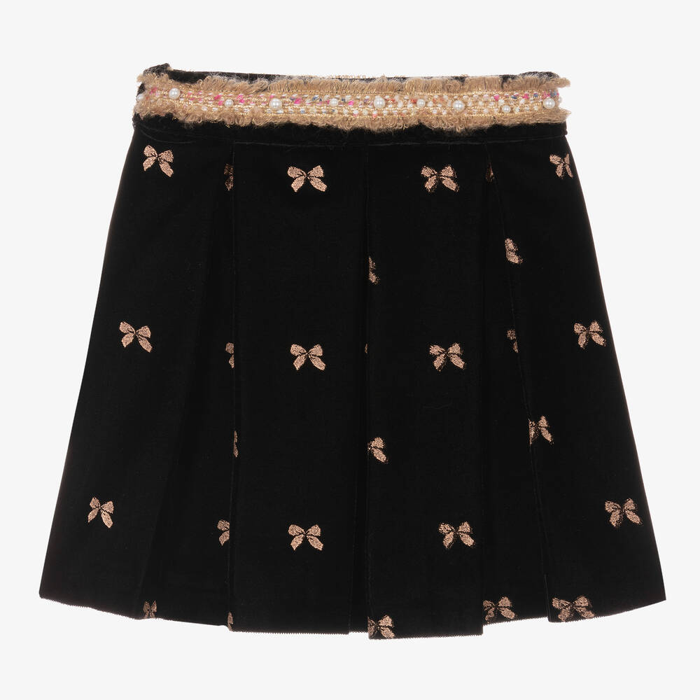 Black velvet bow skirt outlet