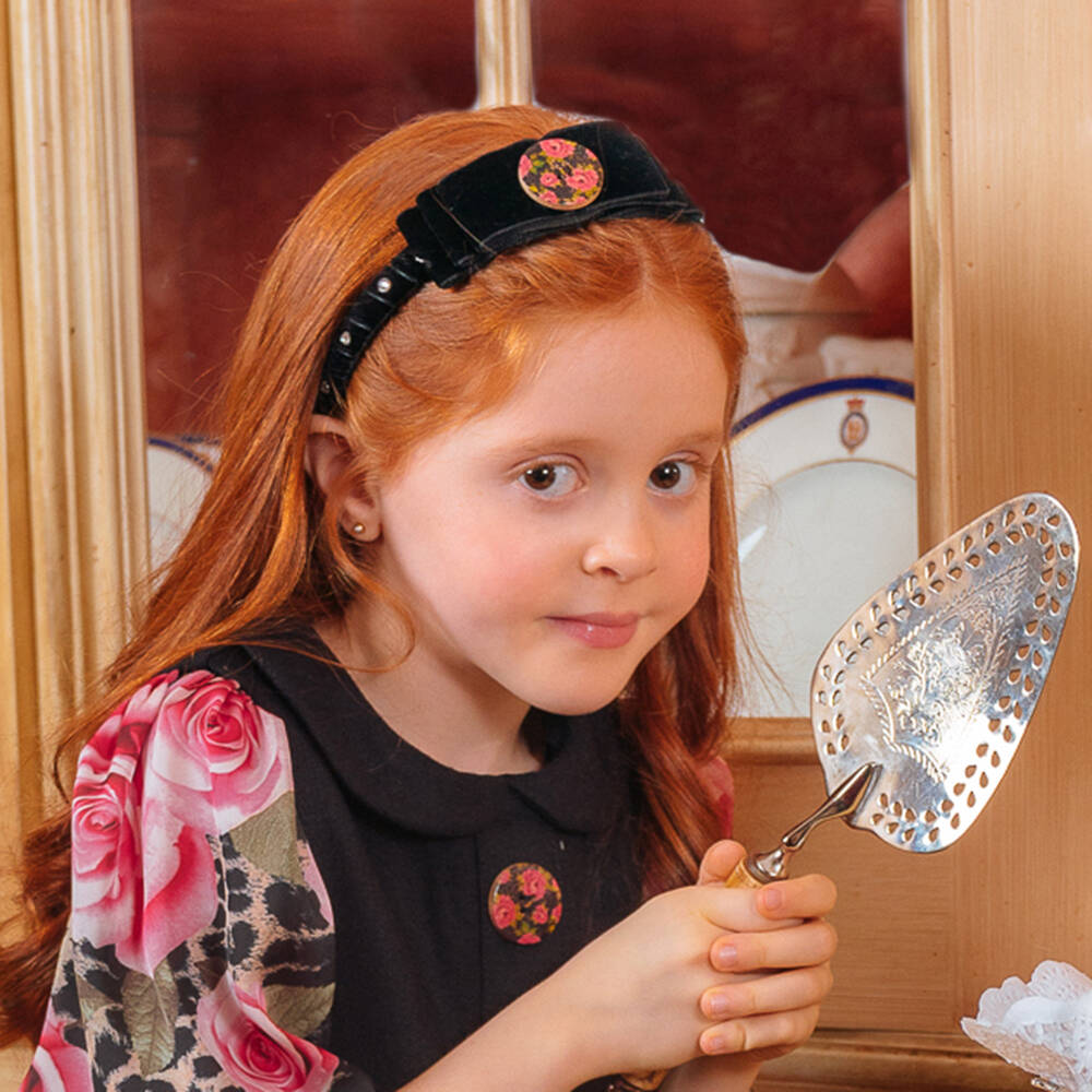Piccola Speranza-Girls Black Velvet Hairband | Childrensalon Outlet