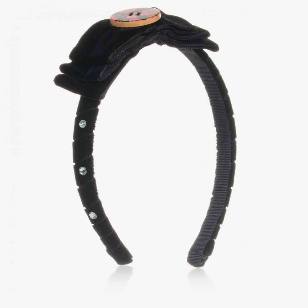 Piccola Speranza - Girls Black Velvet Hairband | Childrensalon