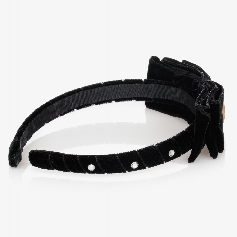 Piccola Speranza-Girls Black Velvet Hairband | Childrensalon Outlet
