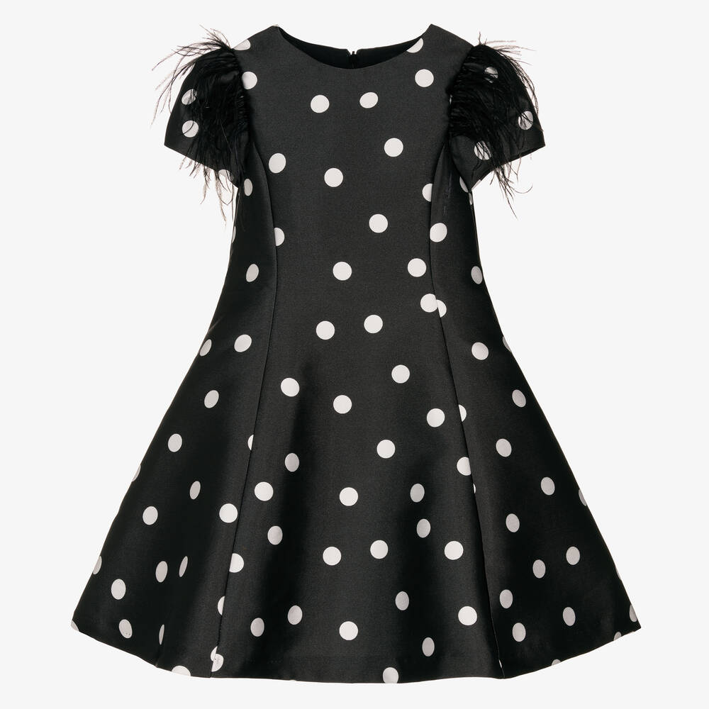 Piccola Speranza-Girls Black & White Polka Dot Dress | Childrensalon Outlet