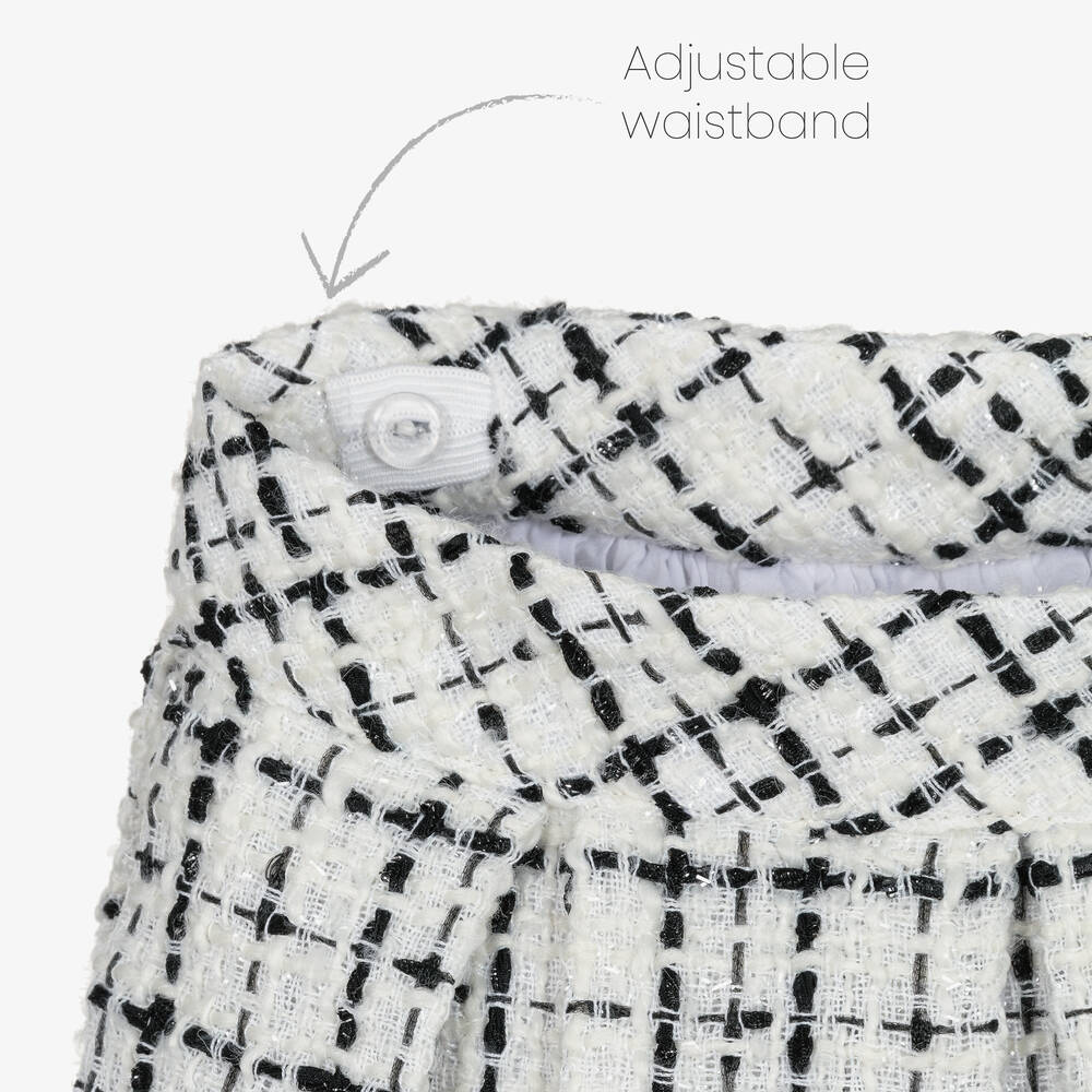 Piccola Speranza Girls Black White Tweed Skirt Childrensalon Outlet