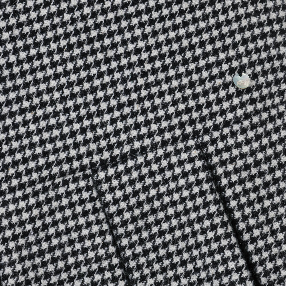 Piccola Speranza-Girls Black Wool Houndstooth Dress | Childrensalon Outlet