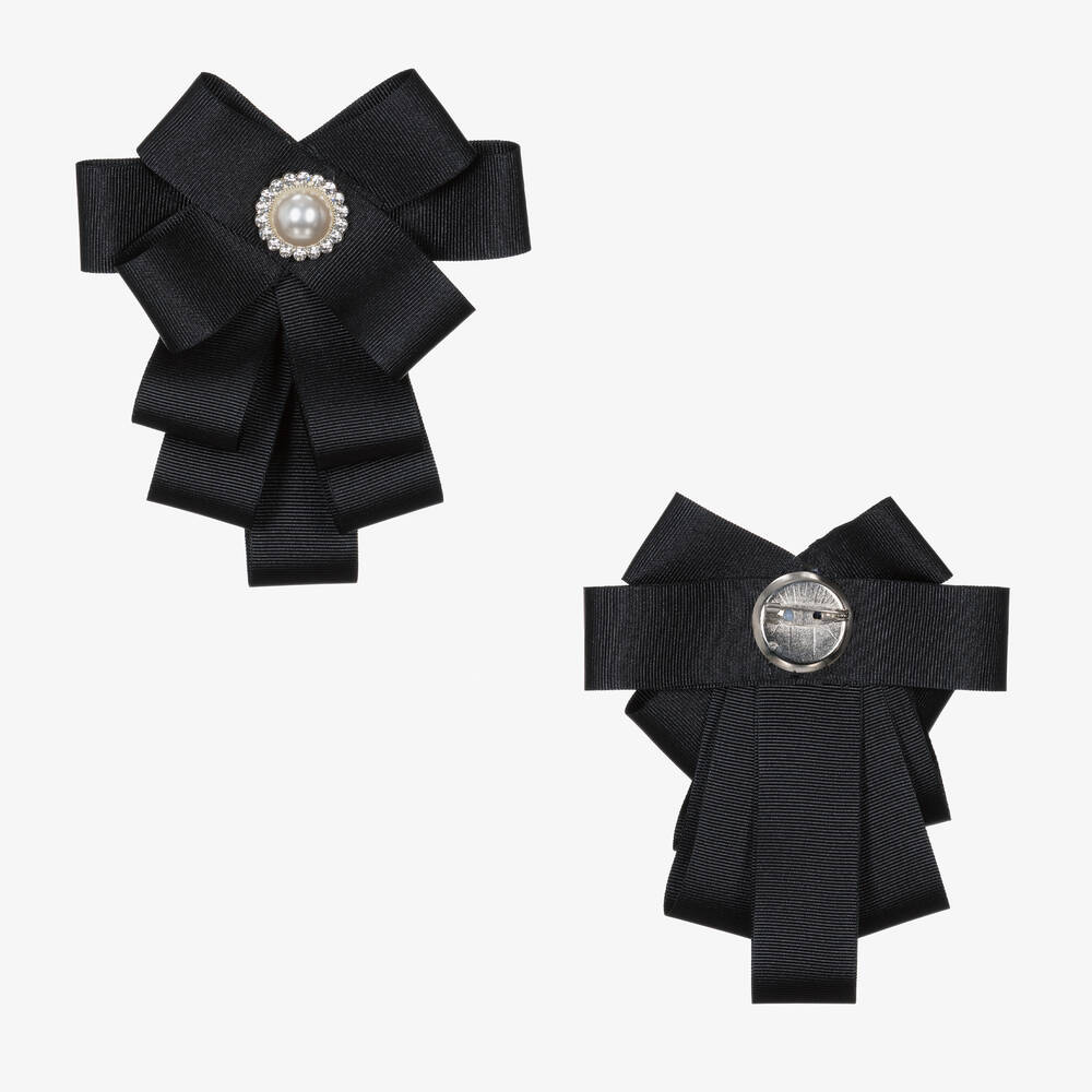 Piccola Speranza-Girls Black Wool Houndstooth Dress | Childrensalon Outlet