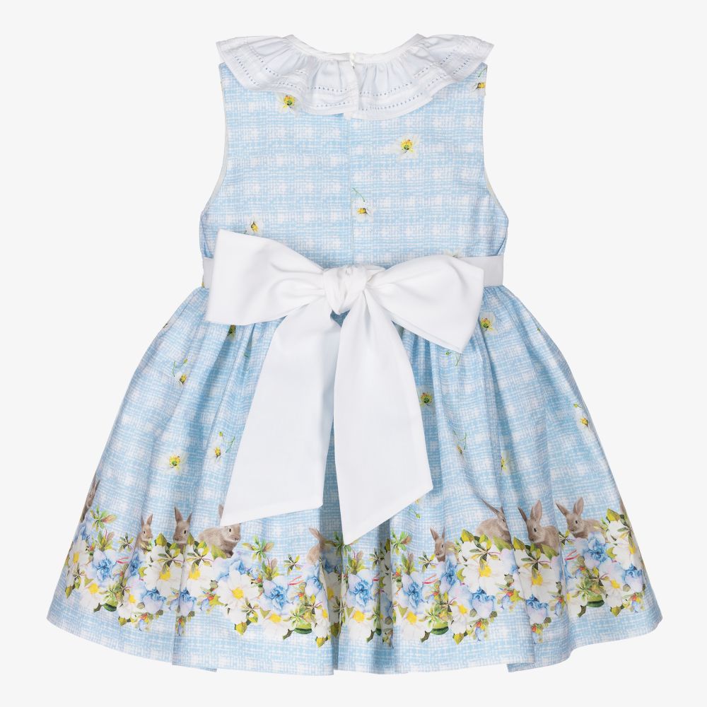Piccola Speranza-Голубое хлопковое платье с кроликами для девочек | Childrensalon Outlet