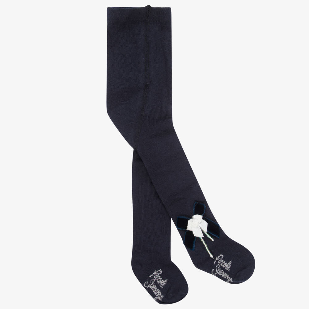 Piccola Speranza-Girls Blue Cotton Tights | Childrensalon Outlet