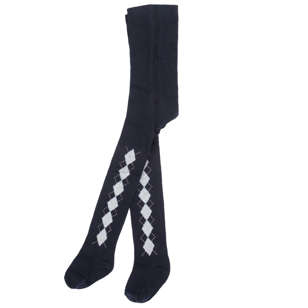 Piccola Speranza-Girls Blue Cotton Tights | Childrensalon Outlet