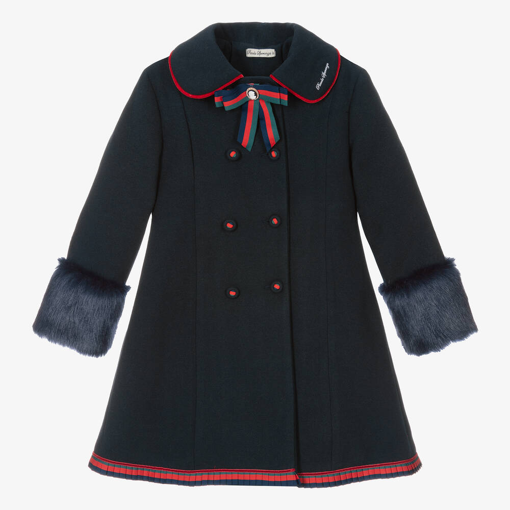 Piccola Speranza - Manteau bleu bords fausse fourrure | Childrensalon