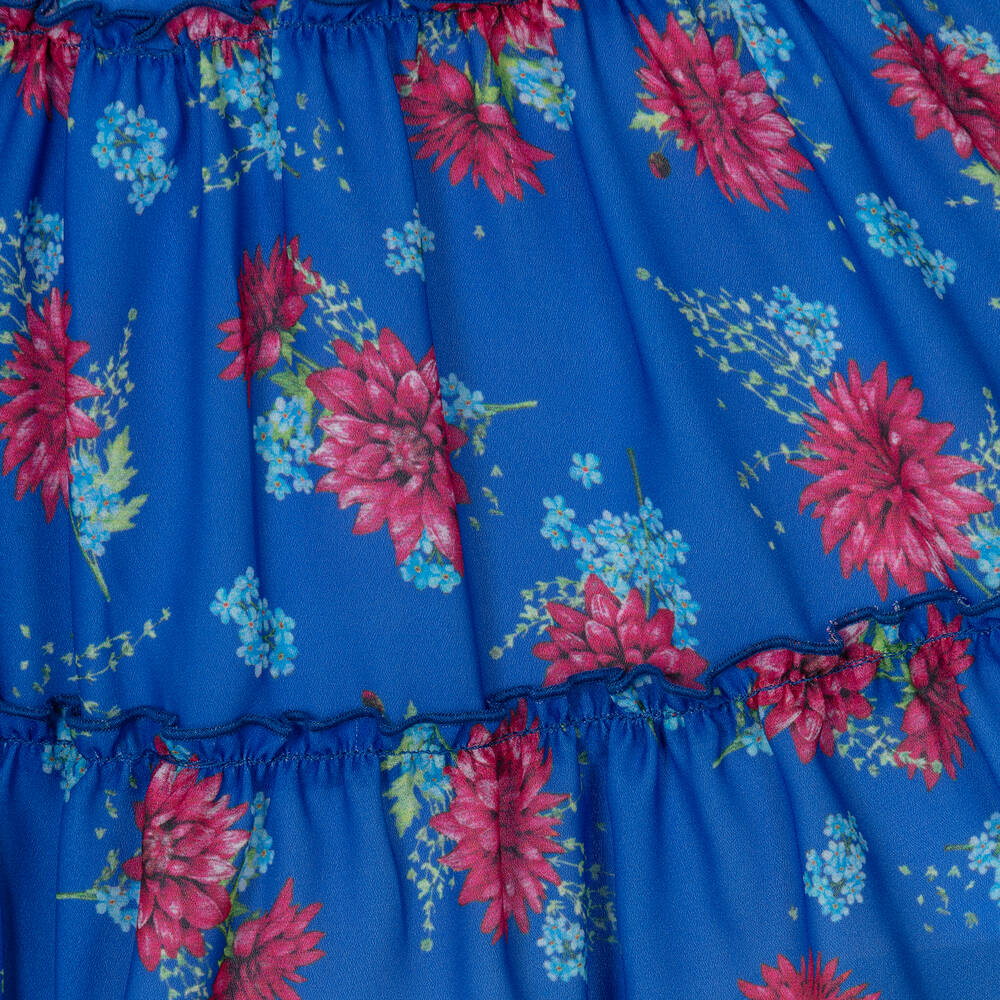 Piccola Speranza-Girls Blue Floral Crêpe Chiffon Skirt | Childrensalon Outlet