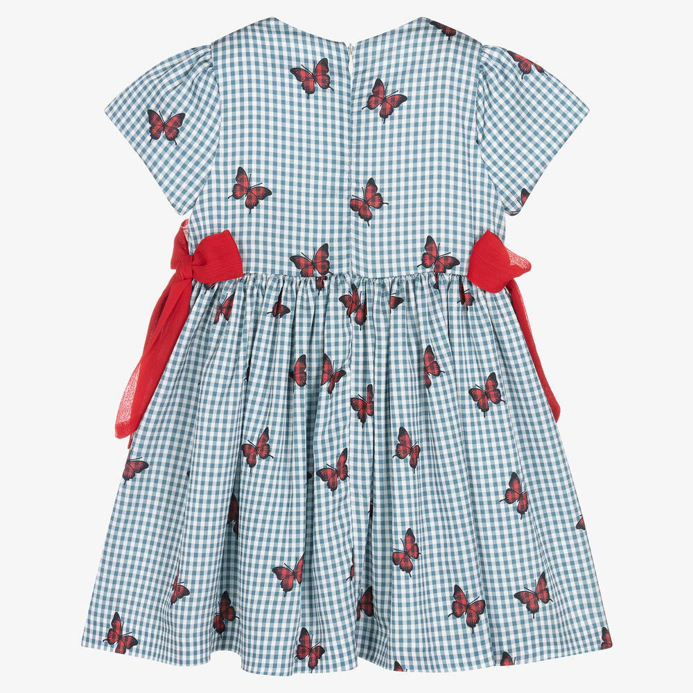 Piccola Speranza-Girls Blue Gingham Dress | Childrensalon Outlet