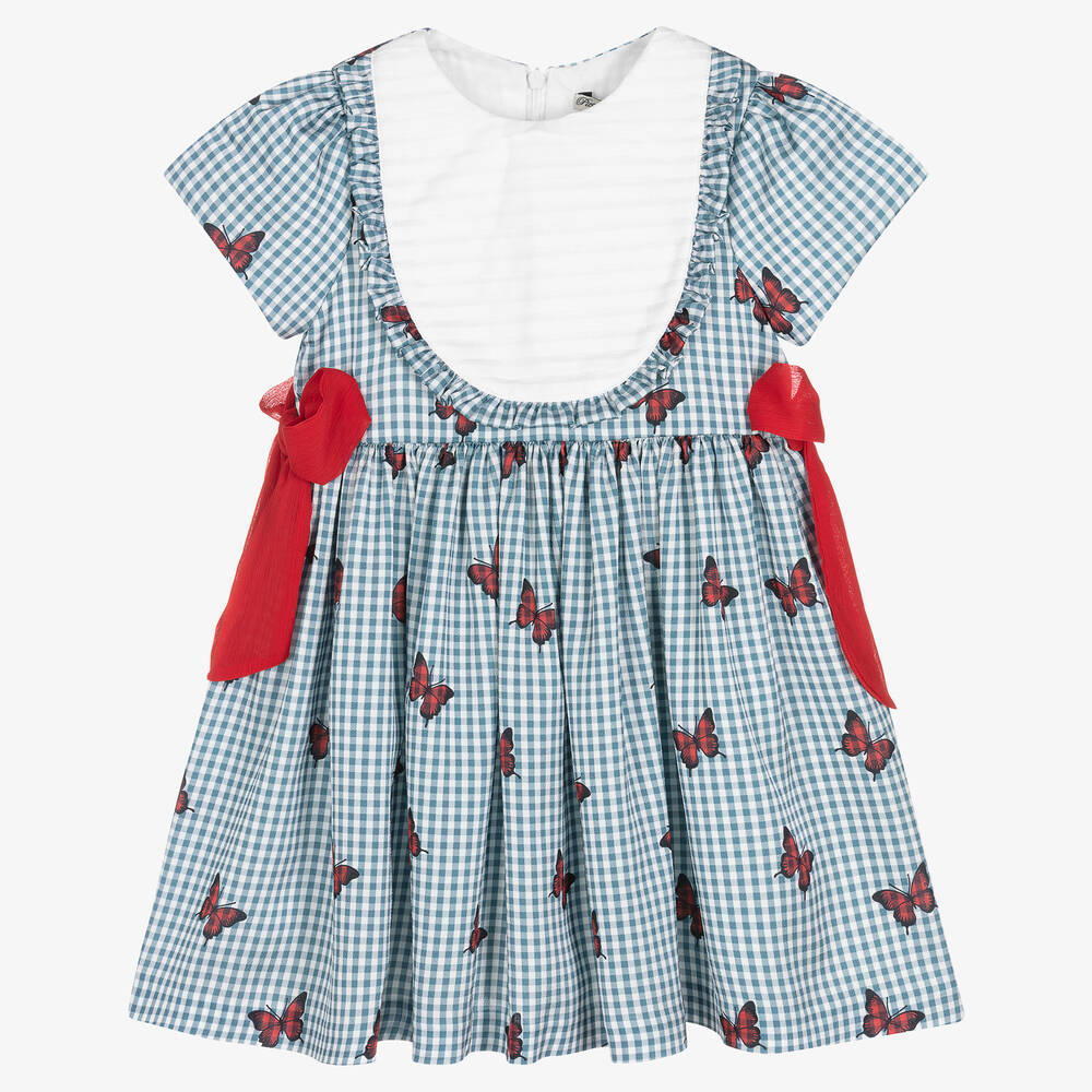 Piccola Speranza-Girls Blue Gingham Dress | Childrensalon Outlet