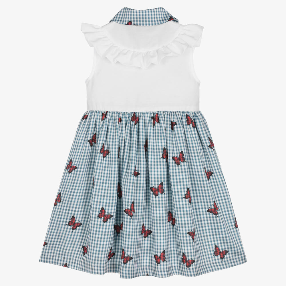 Piccola Speranza-Girls Blue Gingham Dress | Childrensalon Outlet