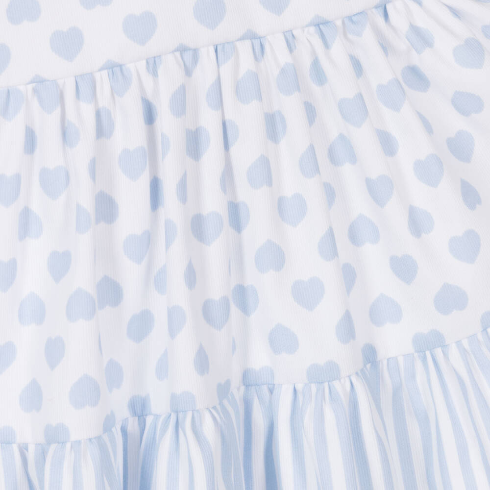 Piccola Speranza-فستان أزرق للبنات بنقشة القلوب مع حقيبة | Childrensalon Outlet