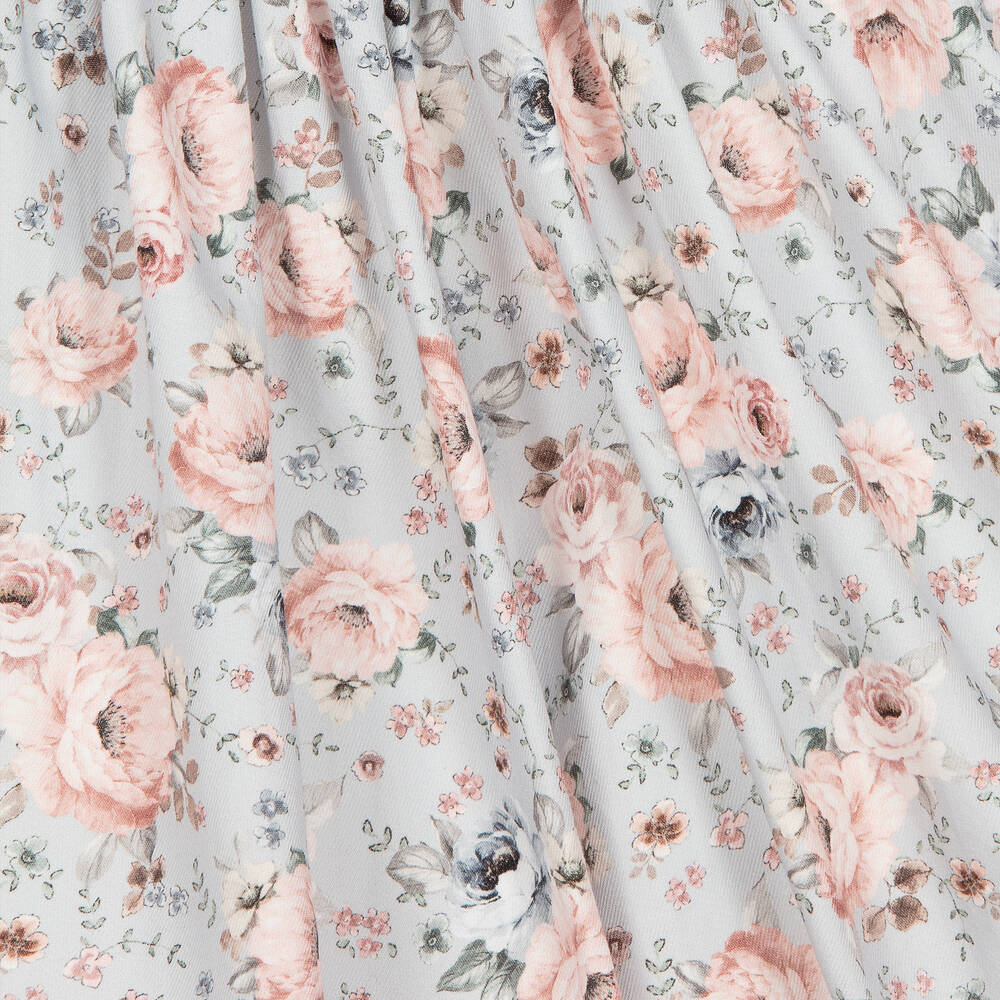 Piccola Speranza-Girls Blue & Pink Floral Cotton Dress | Childrensalon Outlet