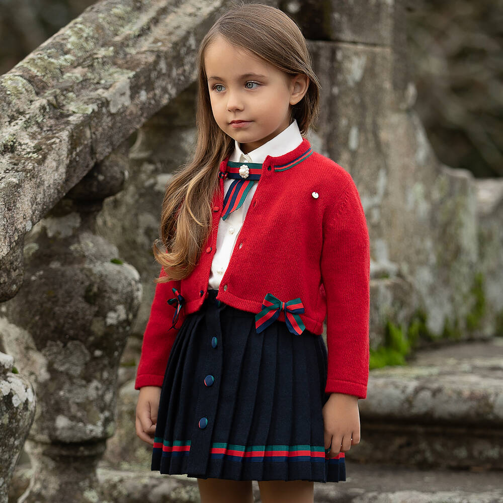 Piccola Speranza-Синяя плиссированная шерстяная юбка | Childrensalon Outlet