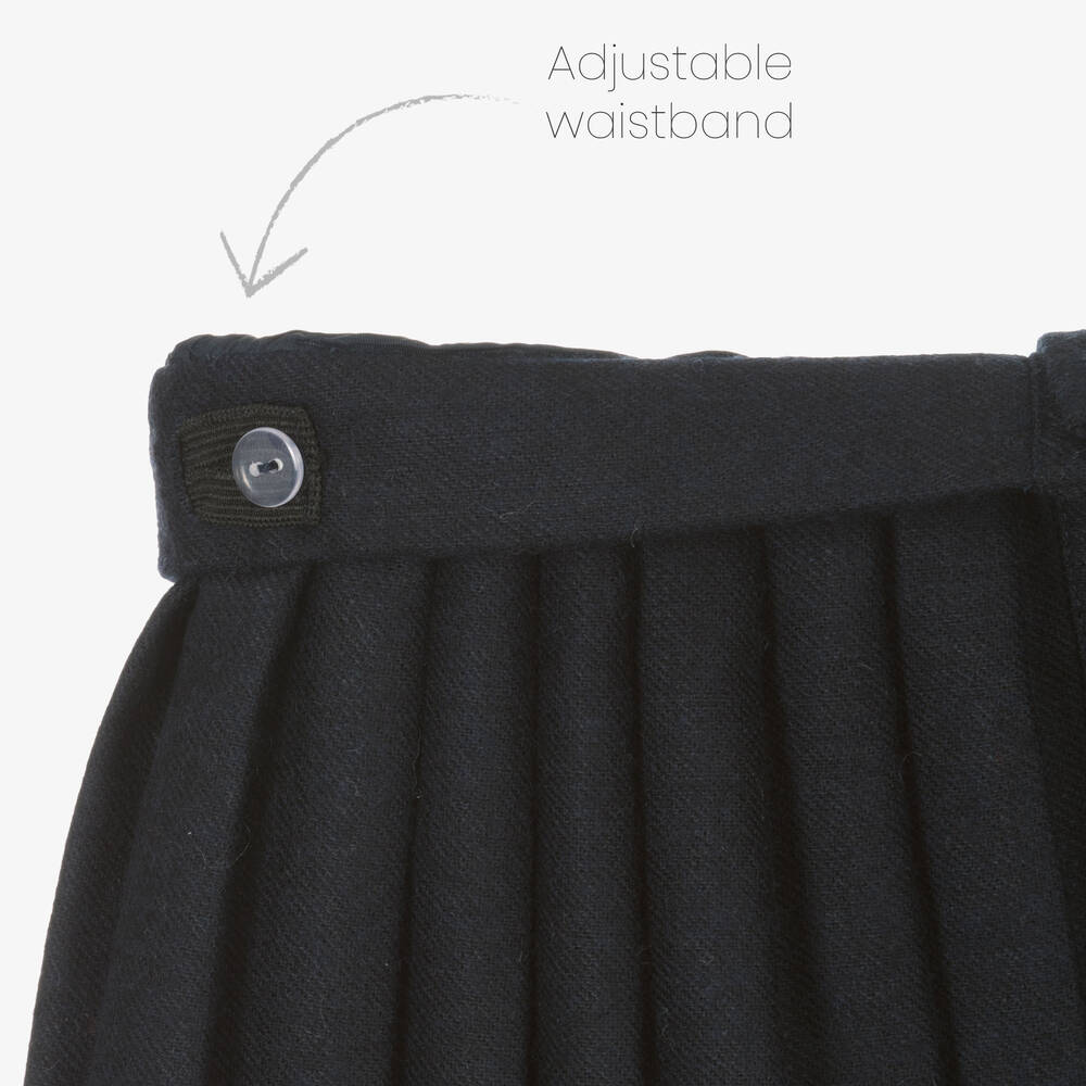 Piccola Speranza-Синяя плиссированная шерстяная юбка | Childrensalon Outlet