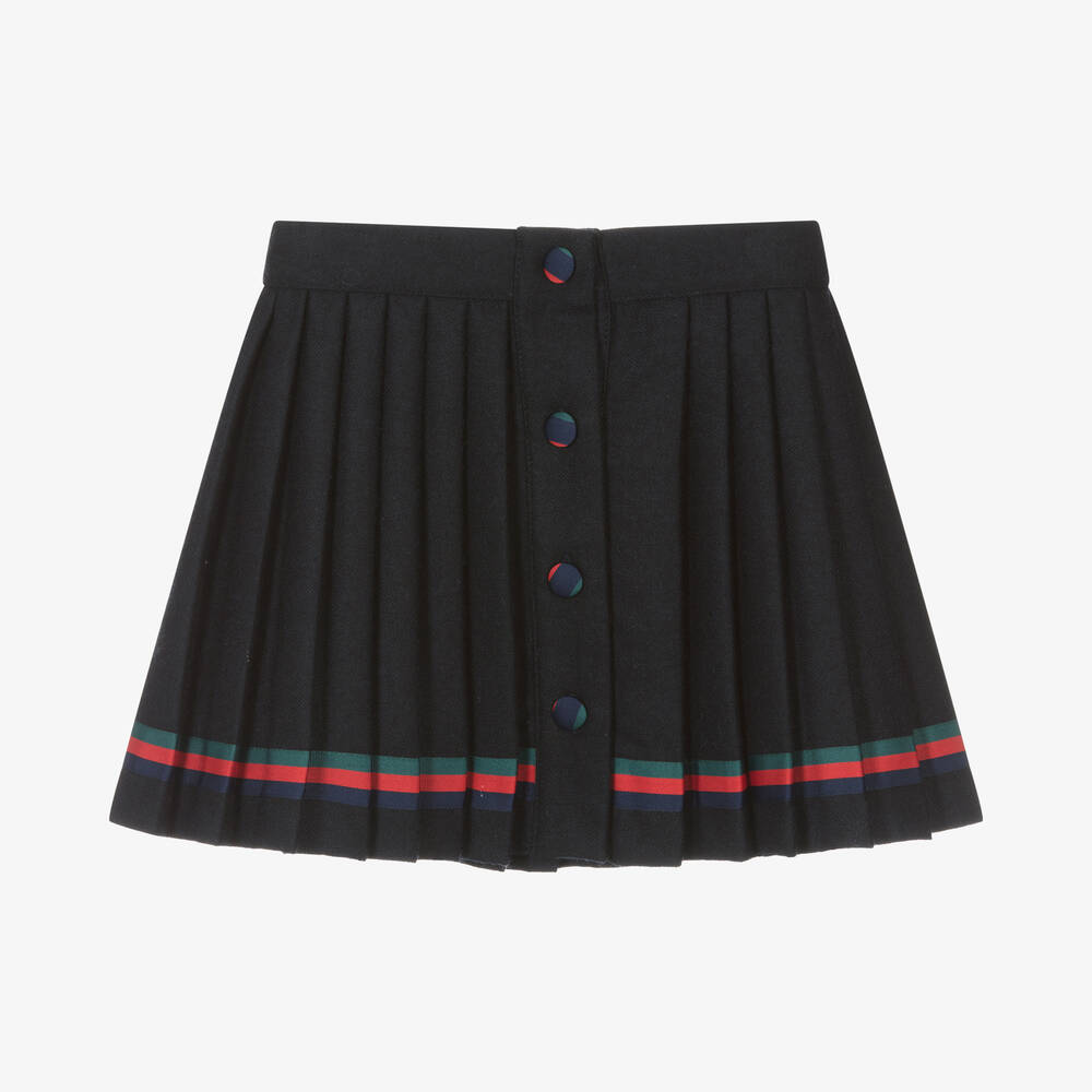 Piccola Speranza - Girls Blue Pleated Wool Skirt | Childrensalon
