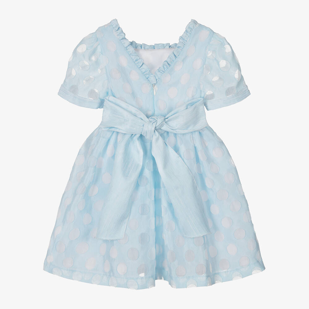 Piccola Speranza-Girls Blue Polka Dot Dress | Childrensalon Outlet