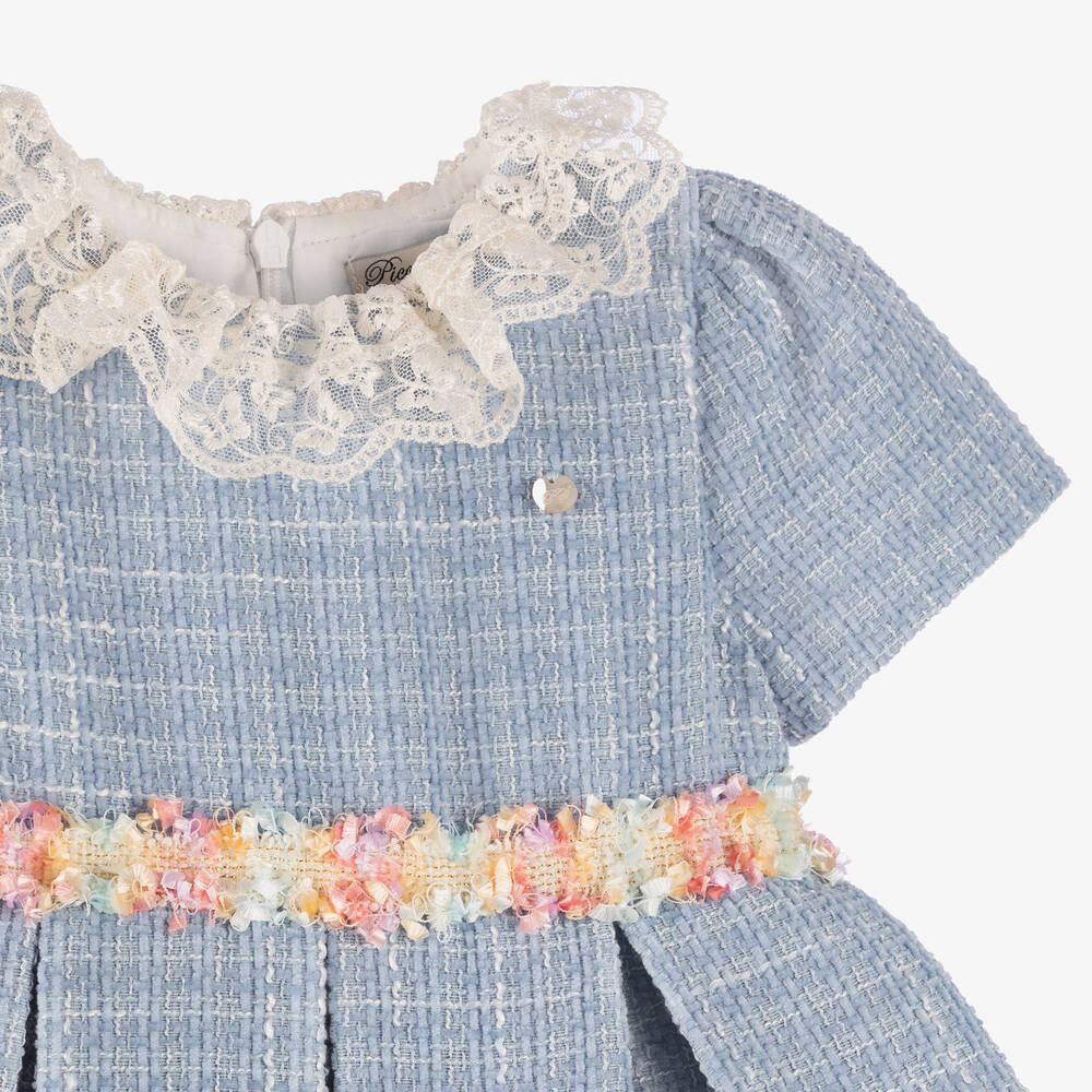 Piccola Speranza-فستان بكسرات تويد لون أزرق | Childrensalon Outlet