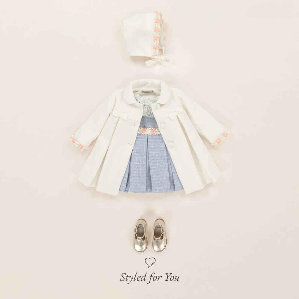 Piccola Speranza-فستان بكسرات تويد لون أزرق | Childrensalon Outlet