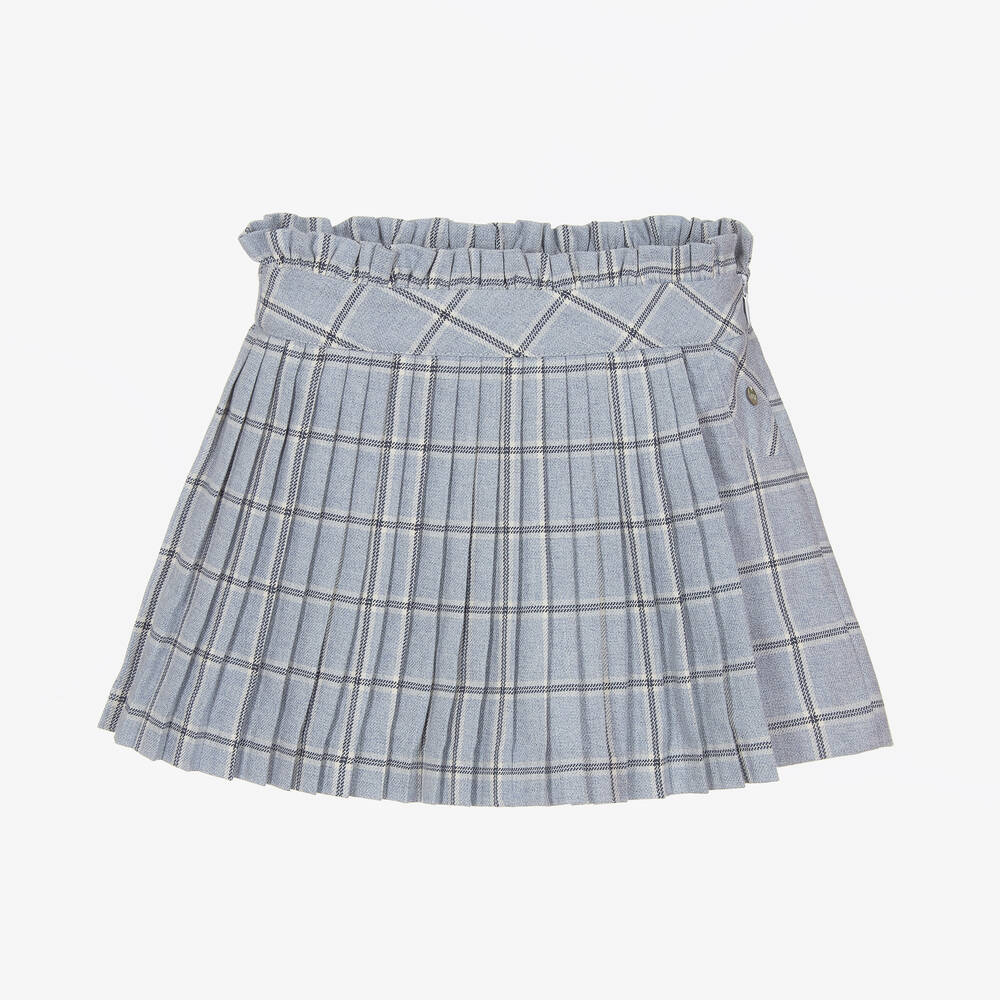 Piccola Speranza - Girls Blue & White Check Cotton Skort | Childrensalon