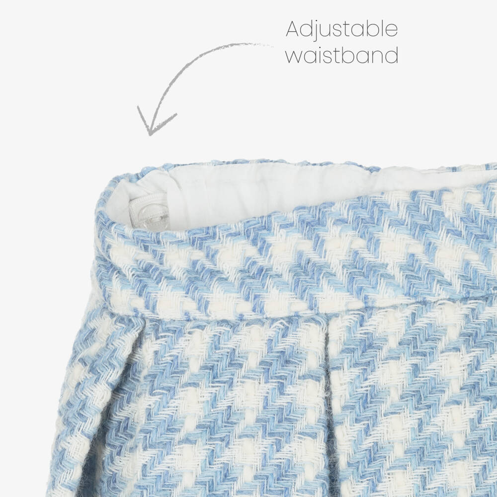 Piccola Speranza-Girls Blue Wool Pleated Skirt | Childrensalon Outlet